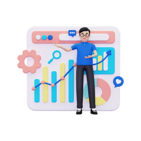 Marketing Analysis Growth 3D Illustration