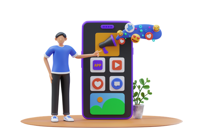 Marketing d'applications mobiles  3D Illustration