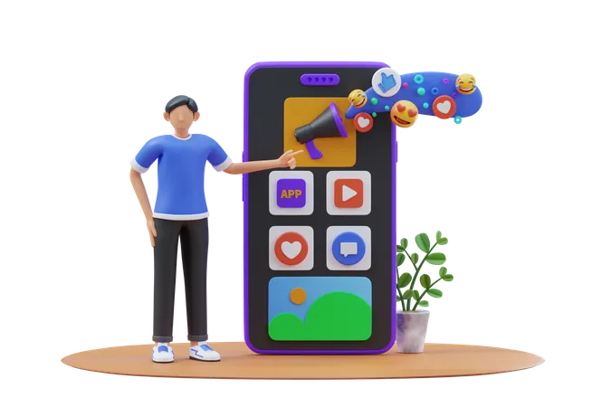 Marketing d'applications mobiles  3D Illustration