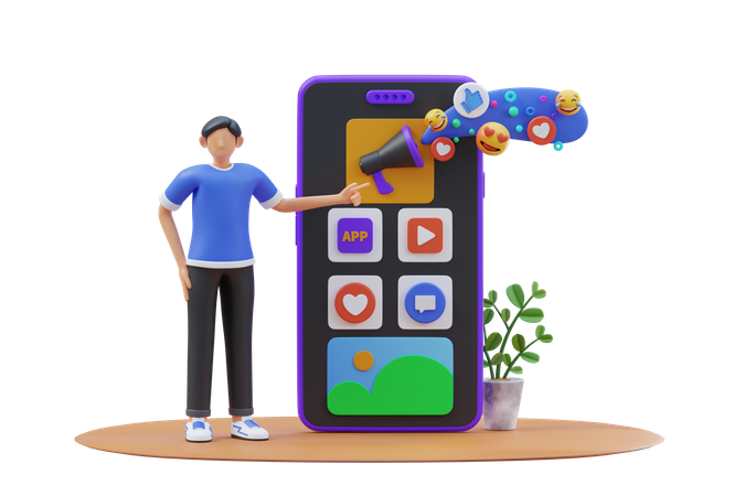 Marketing d'applications mobiles  3D Icon