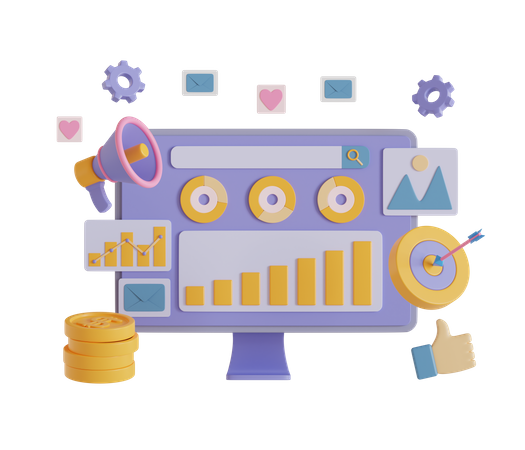 Marketing Dashboard  3D Icon