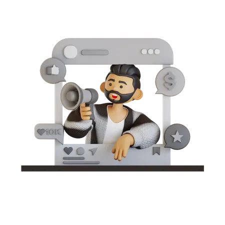 Marketing des médias sociaux  3D Illustration