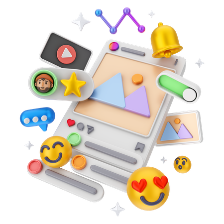 Marketing des médias sociaux en ligne  3D Icon