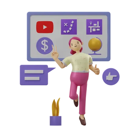 Marketing employee working on social marketing  3D Illustration