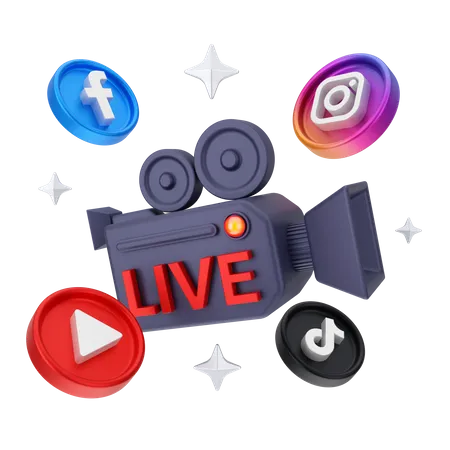 Marketing en vivo en redes sociales  3D Illustration