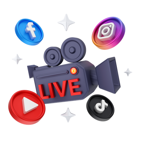 Marketing en vivo en redes sociales  3D Icon