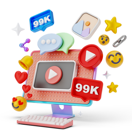 Marketing en vivo en redes sociales  3D Icon