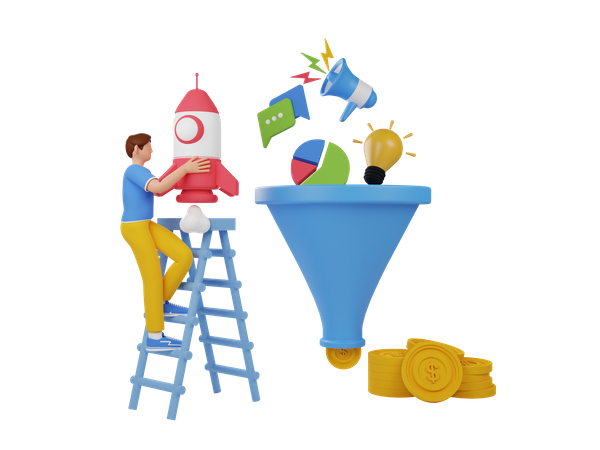 Marketing funnel  3D Illustration