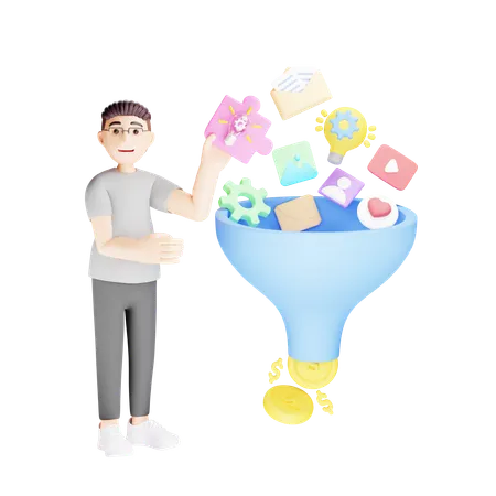 Marketing Funnel  3D Illustration