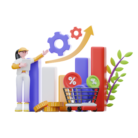 Marketing graph  3D Illustration