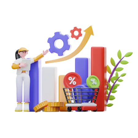 Marketing graph  3D Illustration