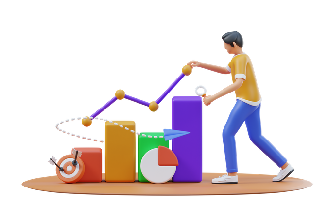 Marketing Growth Analytics  3D Illustration