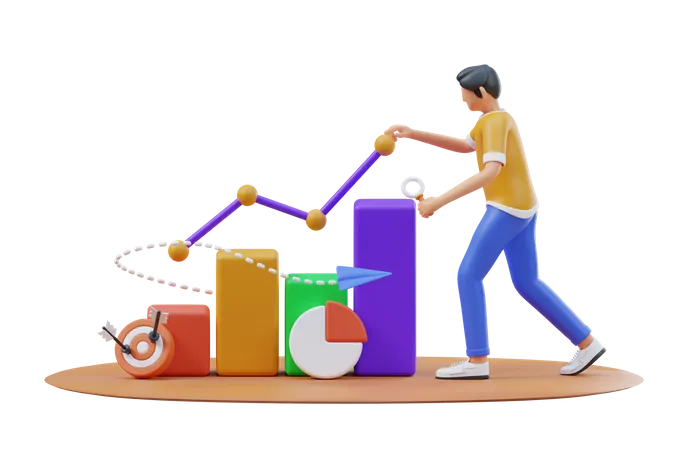 Marketing Growth Analytics  3D Illustration