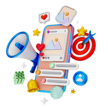 Marketing mobile  3D Illustration