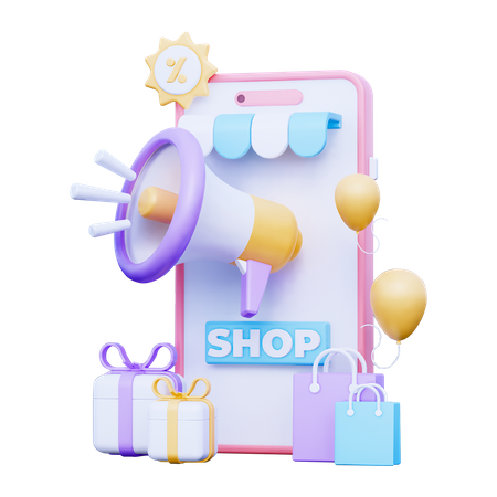 Marketing Online Store  3D Illustration