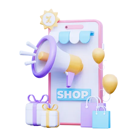 Marketing Online Store  3D Illustration