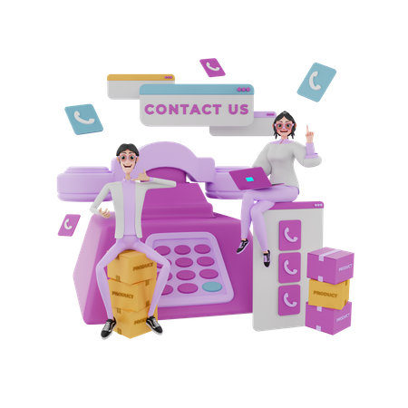 Marketing people provide customer service  3D Illustration