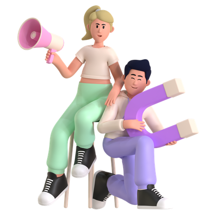 Marketing Team Doing Marketing  3D Icon