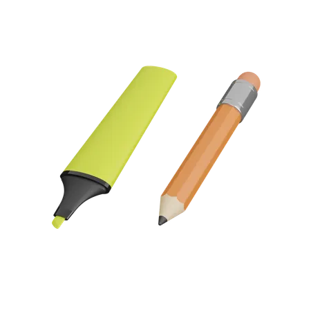 Marqueur et crayon  3D Icon