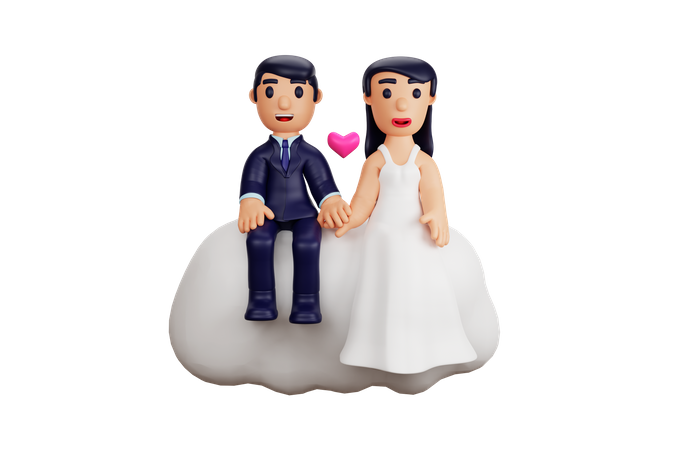 Married Couple Standing  3D Icon