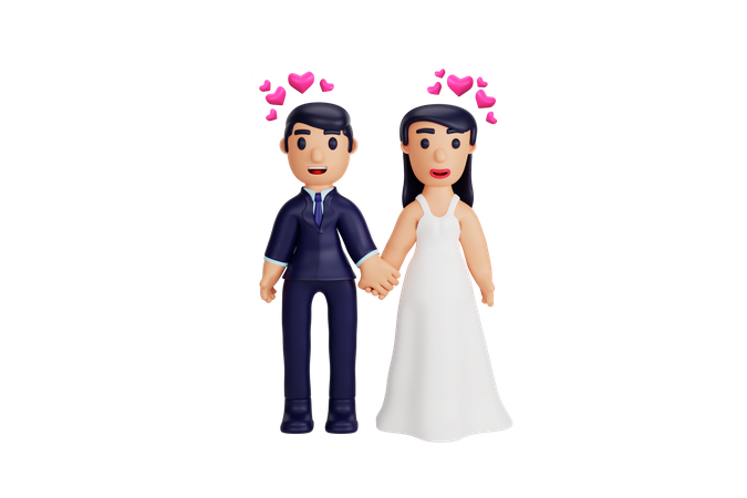 Married Couple Standing  3D Illustration