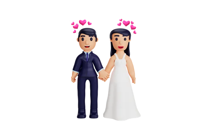 Married Couple Standing  3D Illustration