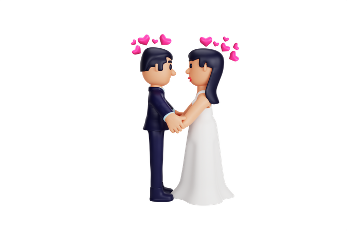 Married Couple Standing  3D Illustration