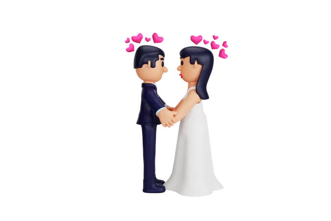 Married Couple Standing  3D Illustration