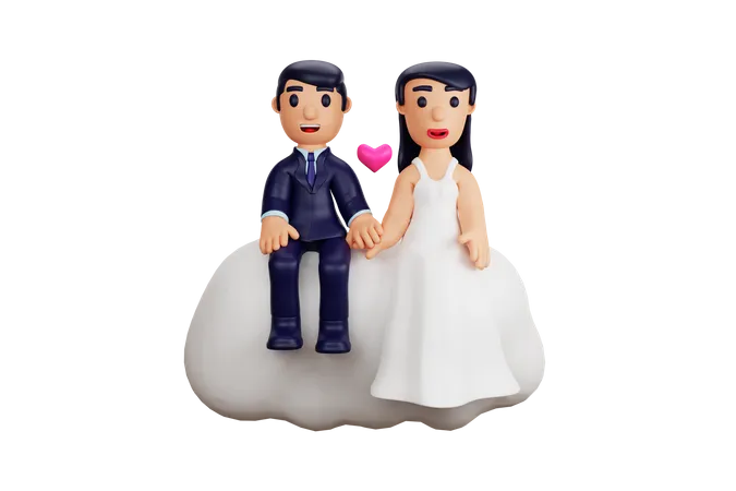 Married Couple Standing 3D Illustration