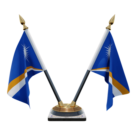 Marshall Islands Double Desk Flag Stand  3D Flag