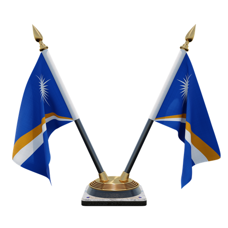 Marshall Islands Double Desk Flag Stand  3D Illustration