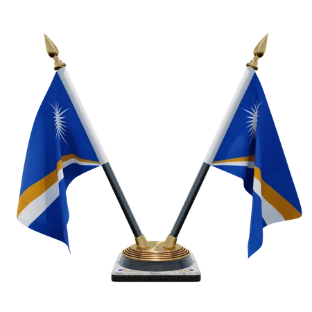 Marshall Islands Double Desk Flag Stand  3D Illustration