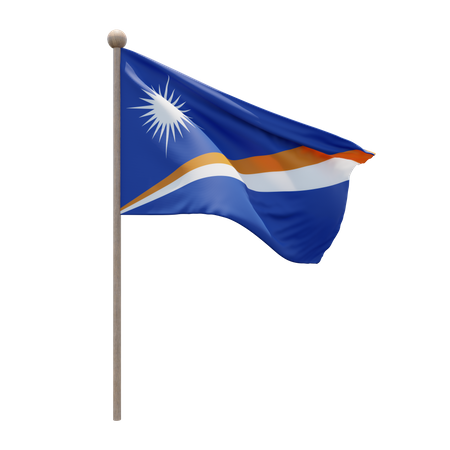 Marshall Islands Flag Pole  3D Flag