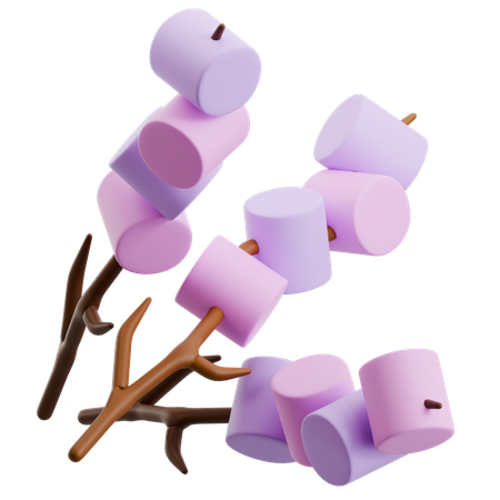 마시멜로 토핑 초콜릿 꼬치  3D Icon