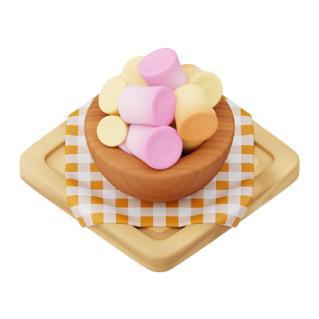 Marshmallows no prato  3D Icon