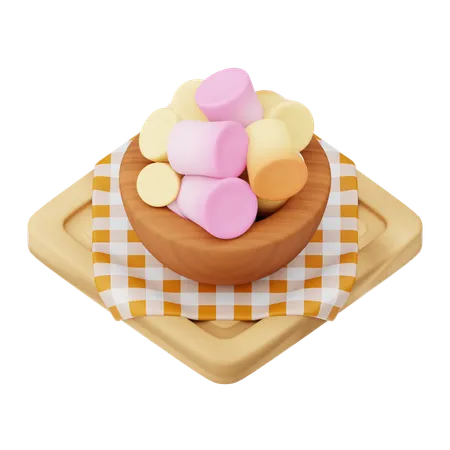 Marshmallows On Plate  3D Icon