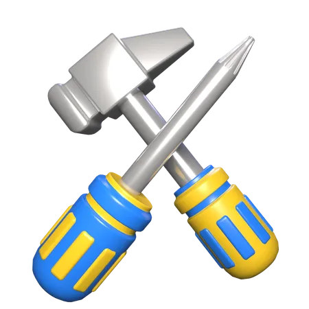 Martillo y tornillo  3D Icon