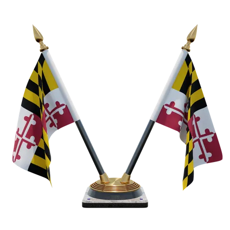 Maryland Doppel-Tischflaggenständer  3D Flag