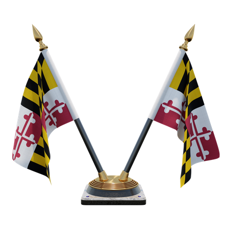 Porte-drapeau à double bureau du Maryland  3D Flag