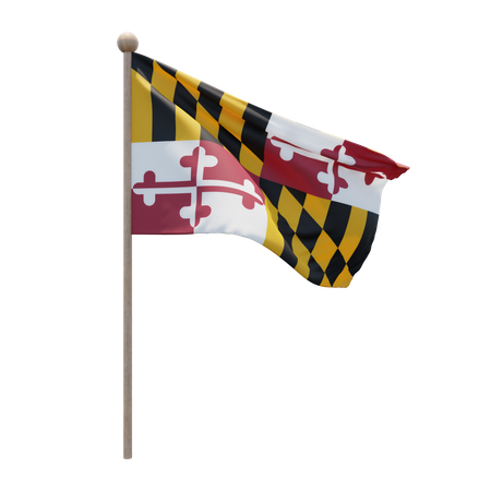 Maryland Flag Pole  3D Flag