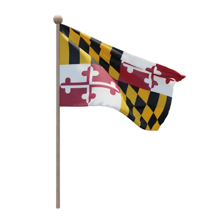 Maryland Flagpole  3D Flag
