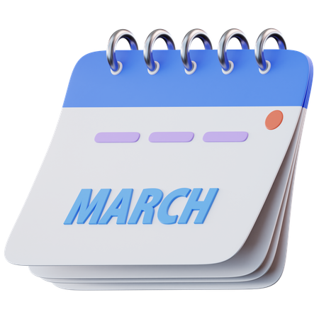 März Kalender  3D Icon