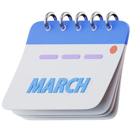 März Kalender  3D Icon