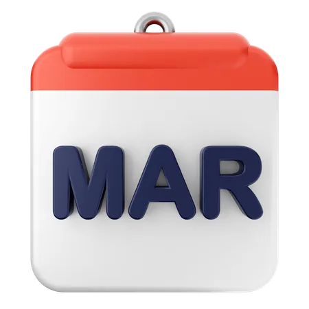 März Kalender  3D Icon