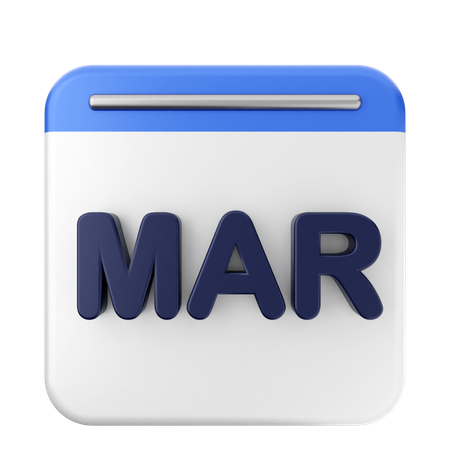 März Kalender  3D Icon