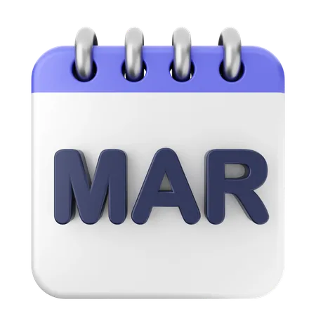 März Kalender  3D Icon