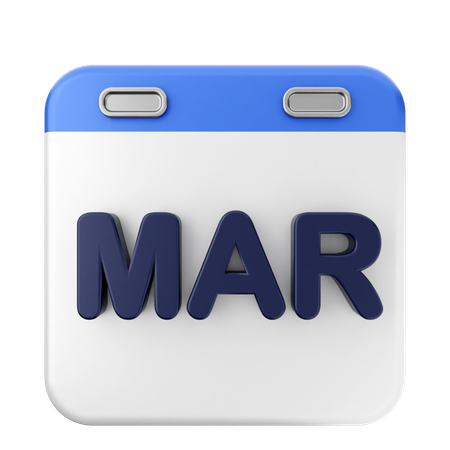 März Kalender  3D Icon