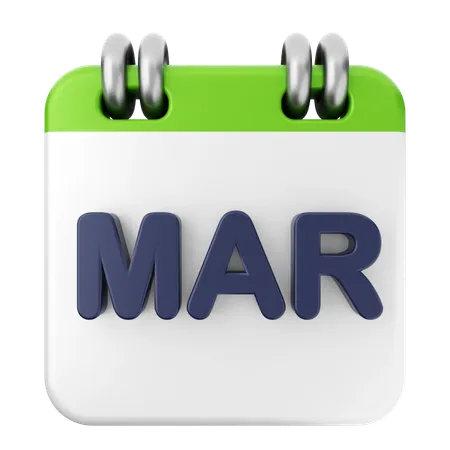 März Kalender  3D Icon