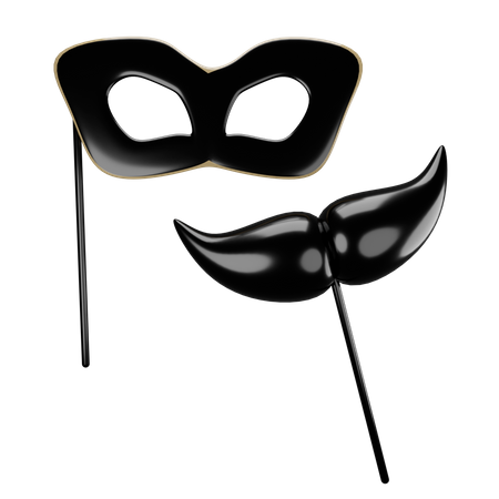 Máscara de festa e bigode  3D Icon
