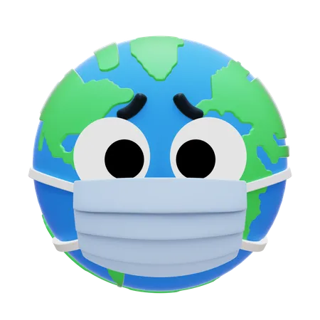 Mascara Medica Emoji Tierra 3D Icon